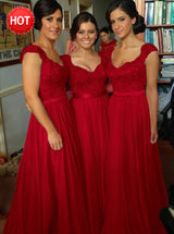 Sheath/Column V-neck Floor Length Chiffon Bridesmaid Dress with Beading