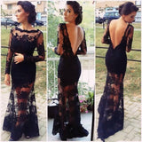 Trumpet/Mermaid Bateau Sweep/Brush Train Lace Prom Formal Evening Dress with Lace
