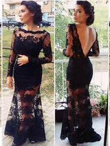 Trumpet/Mermaid Bateau Sweep/Brush Train Lace Prom Formal Evening Dress with Lace