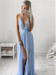 A-Line/Princess Spaghetti Straps Floor Length Chiffon Formal Evening Dress with Ruched