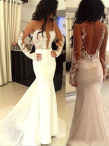 Trumpet/Mermaid Scoop Sweep/Brush Train Chiffon Prom Formal Evening Dress with Applique