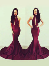 Trumpet/Mermaid High Neck Floor Length Jersey Prom Formal Evening Dress with Beading