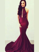 Trumpet/Mermaid High Neck Floor Length Jersey Prom Formal Evening Dress with Beading