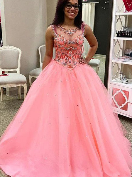 Ball Gown Sweetheart Floor Length Tulle Prom Formal Evening Dress with Beading