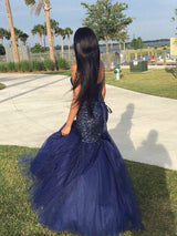 Trumpet/Mermaid Sweetheart Floor Length Tulle Prom Formal Evening Dress with Beading