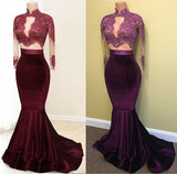 Trumpet/Mermaid High Neck Sweep/Brush Train Satin Prom Formal Dress with Applique