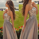 A-Line/Princess Sweetheart Floor Length Chiffon Prom Formal Evening Dress with Beading