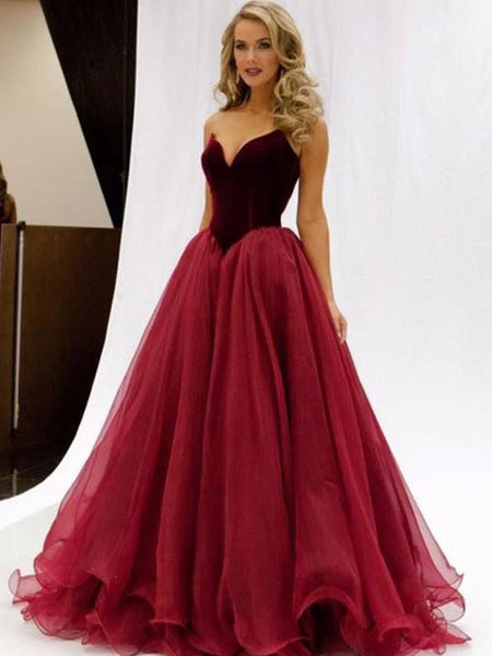 Ball Gown Sweetheart Floor Length Tulle Prom Formal Evening Dress