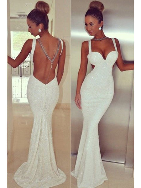 Trumpet/Mermaid Straps Floor Length Sequins Sleeveless Prom Formal Evening Dress with Sequins