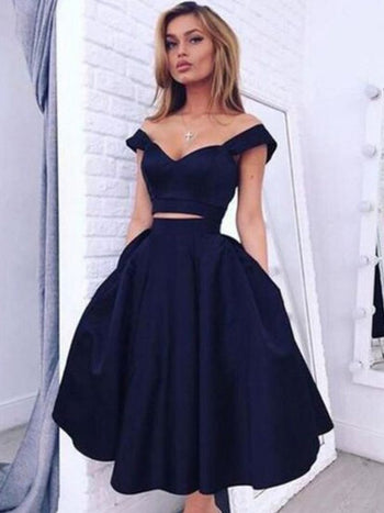 A-Line/Princess Off-the-Shoulder Taffeta Sleeveless Short/Mini Prom Evening Dress