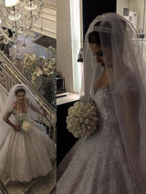 Ball Gown V-neck Sleeveless Tulle Floor Length Wedding Dress with Beading