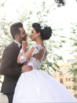 Ball Gown Sweetheart Court Train Long Sleeves Tulle Wedding Dress