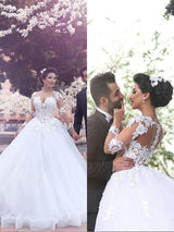 Ball Gown Sweetheart Court Train Long Sleeves Tulle Wedding Dress