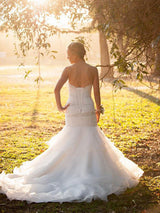 Trumpet/Mermaid Sweetheart Court Train Sleeveless Tulle Wedding Dress