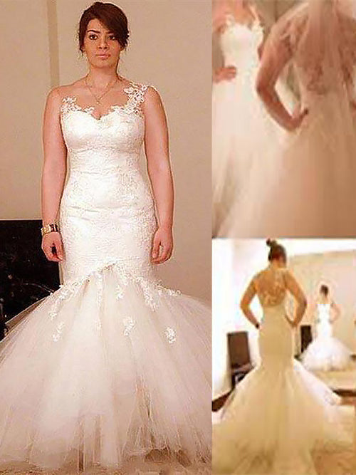 Trumpet/Mermaid Straps Floor-Length Sleeveless Organza Wedding Dress