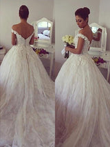 Ball Gown Off-the-Shoulder Court Train Sleeveless Wedding Dress