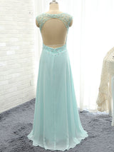 A-Line/Princess Sweetheart Chiffon Floor Length Sleeveless Bridesmaid Dress with Beading