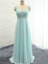A-Line/Princess Sweetheart Chiffon Floor Length Sleeveless Bridesmaid Dress with Beading