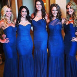 Trumpet/Mermaid Sweetheart Tulle Floor Length Sleeveless Bridesmaid Dress with Ruched
