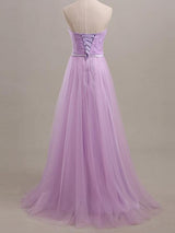 A-Line/Princess Sweetheart Tulle Floor Length Sleeveless Bridesmaid Dress with Sash/Ribbon/Belt