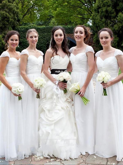 A-Line/Princess Sweetheart Chiffon Floor Length Sleeveless Bridesmaid Dress