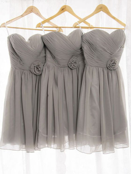 A-Line/Princess Sweetheart Chiffon Short/Mini Sleeveless Bridesmaid Dress