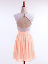 A-Line/Princess Jewel Chiffon Sleeveless Short/Mini Prom Dress with Lace
