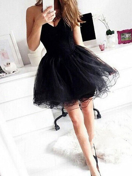 A-Line/Princess Sweetheart Organza Sleeveless Short/Mini Prom Homecoming Dress