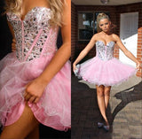 Ball Gown Sweetheart Tulle Sleeveless Short/Mini Prom Dress with Beading