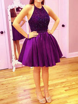 A-Line/Princess Jewel Taffeta Sleeveless Short/Mini Prom Evening Dress with Beading