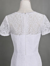 Sheath/Column Jewel Short Sleeves Lace Floor Length Mother of the Bride/Groom Dress with Lace