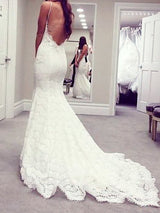 Trumpet/Mermaid Spaghetti Straps Court Train Sleeveless Wedding Dress