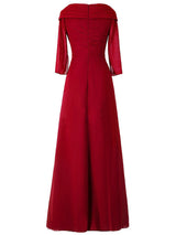 A-Line/Princess V-Neck Long Sleeves Chiffon Floor Length Mother of the Bride/Groom Dress with Ruched