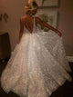 A-Line/Princess V-neck Sleeveless Floor-Length Tulle Prom Formal Dress with Sequins