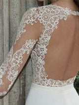 Sheath/Column Jewel Floor-Length Chiffon Long Sleeves Prom Evening Dress with Applique