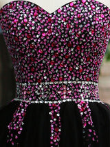 A-Line/Princess Sweetheart Tulle Sleeveless Short/Mini Homecoming Dress with Beading
