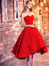 A-Line/Princess Sweetheart Satin Sleeveless Short/Mini Dress with Ruffles