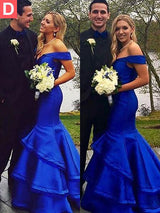 Trumpet/Mermaid Off-the-Shoulder Sweep/Brush Train Taffeta Sleeveless Prom Dress with Layers