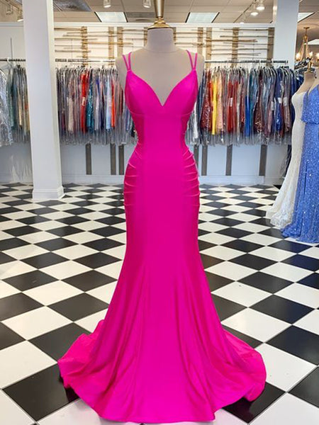 Trumpet/Mermaid V-Neck Sweep/Brush Train Elastic Woven Satin Sleeveless Dress with Ruched