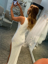 Sheath/Column One-Shoulder Sweep/Brush Train Sequins Sleeveless Ruched Dress with Slit